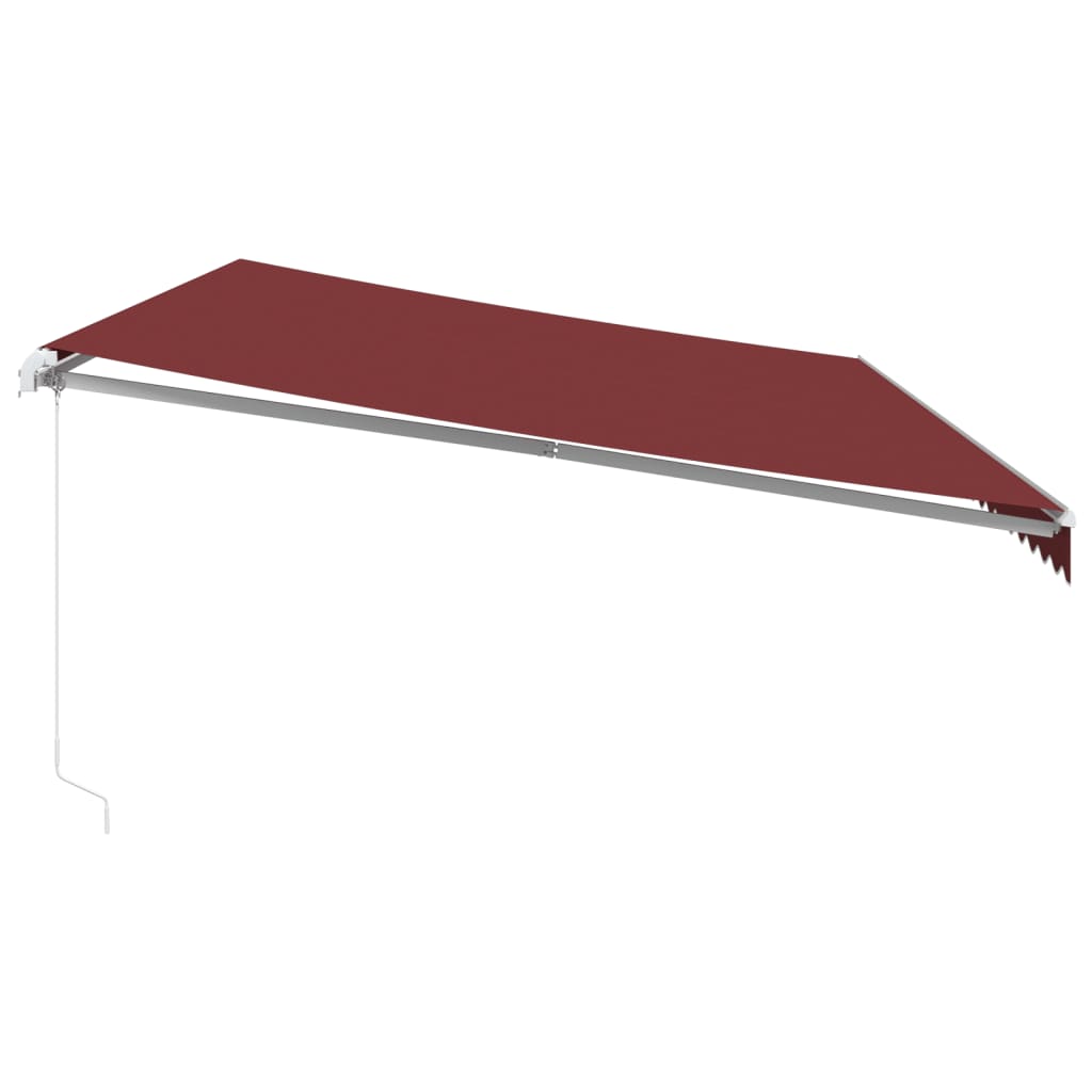vidaXL Manual Retractable Awning with LED Burgundy 600x350 cm