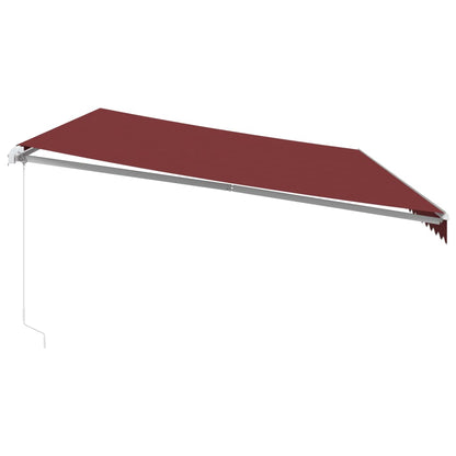 vidaXL Manual Retractable Awning with LED Burgundy 600x350 cm