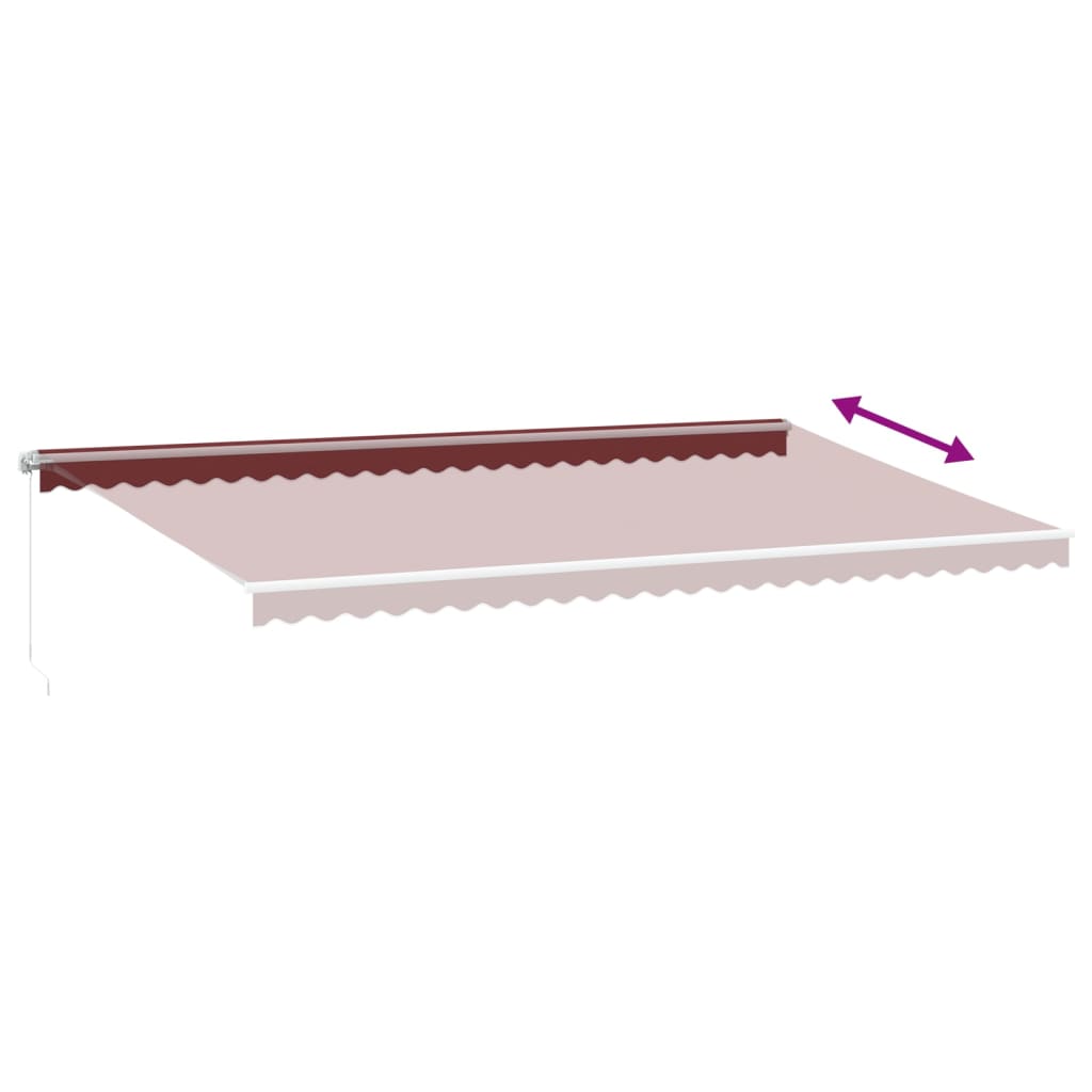 vidaXL Manual Retractable Awning with LED Burgundy 600x350 cm