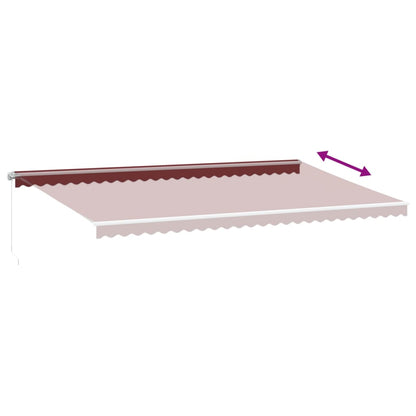 vidaXL Manual Retractable Awning with LED Burgundy 600x350 cm