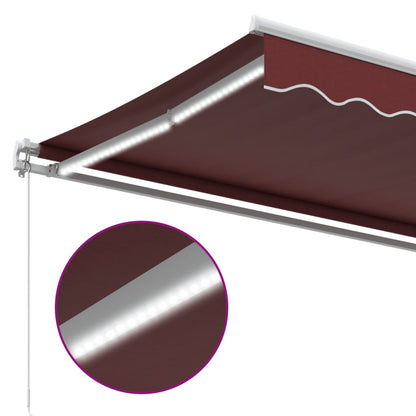 vidaXL Manual Retractable Awning with LED Burgundy 600x350 cm