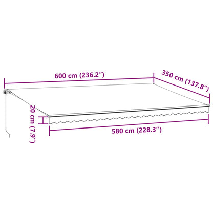 vidaXL Manual Retractable Awning with LED Burgundy 600x350 cm
