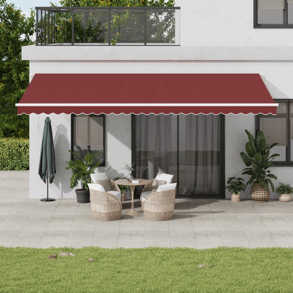 vidaXL Manual Retractable Awning with LED Burgundy 600x350 cm
