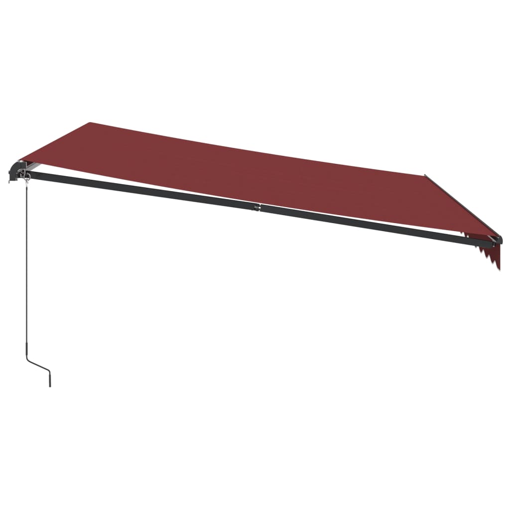 vidaXL Manual Retractable Awning with LEDs Burgundy 400x350 cm