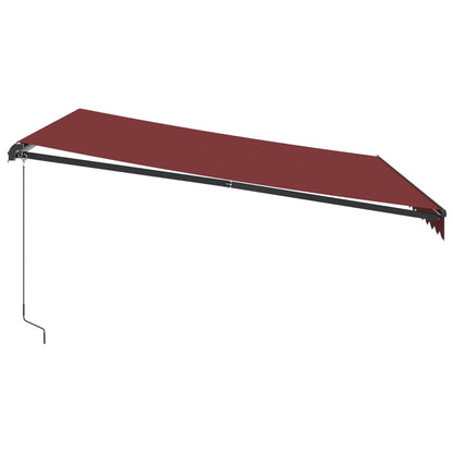 vidaXL Manual Retractable Awning with LEDs Burgundy 400x350 cm