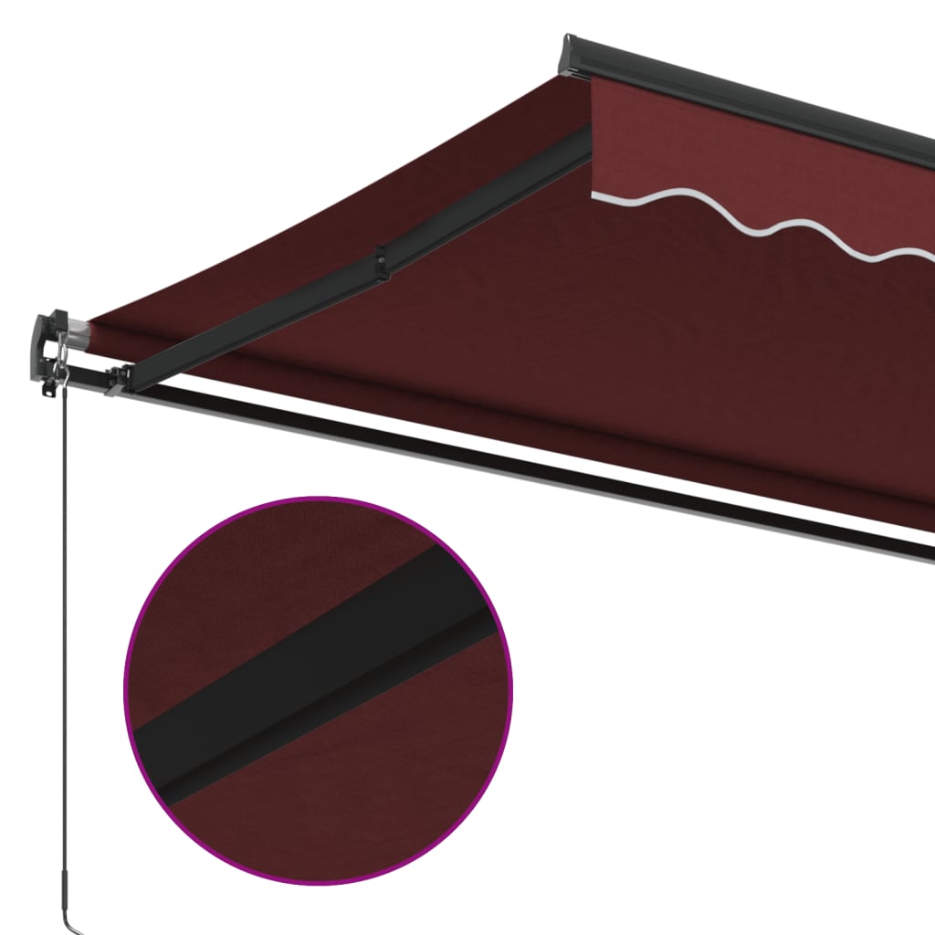 vidaXL Manual Retractable Awning Burgundy 450x350 cm