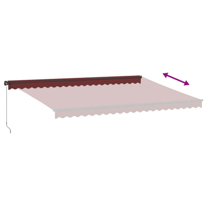 vidaXL Manual Retractable Awning with LEDs Burgundy 500x350 cm