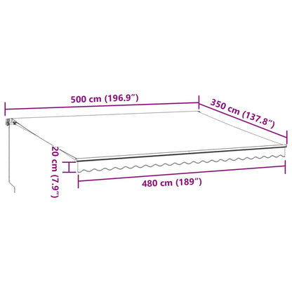 vidaXL Manual Retractable Awning with LEDs Burgundy 500x350 cm