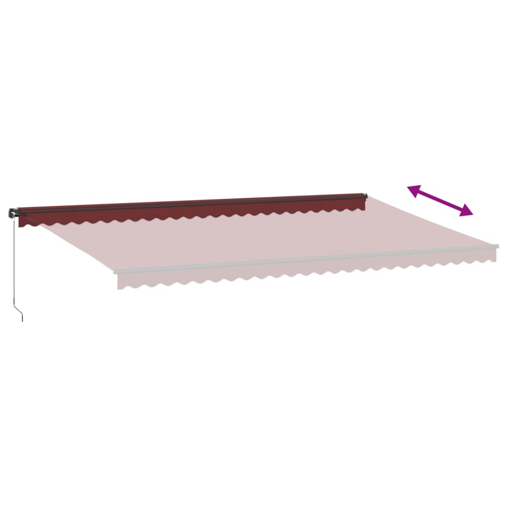 vidaXL Manual Retractable Awning with LEDs Burgundy 600x350 cm