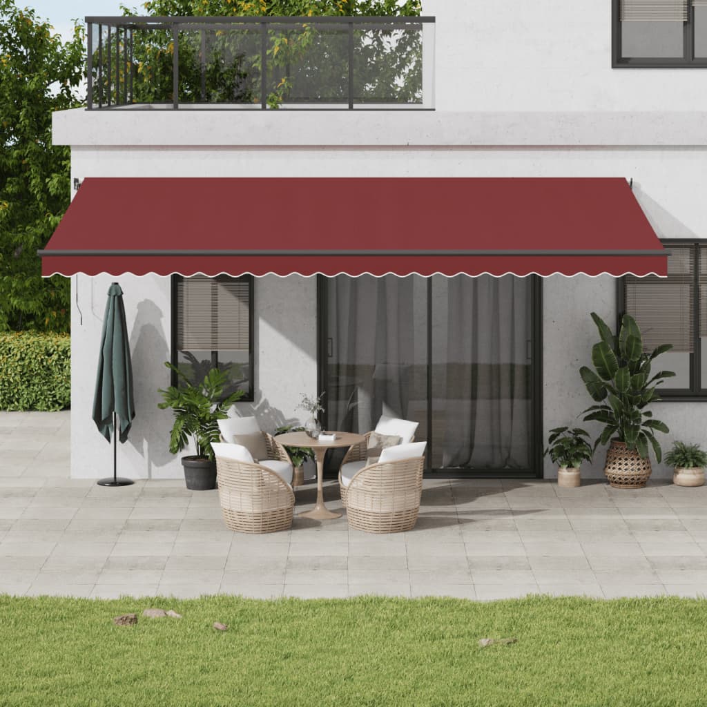 vidaXL Manual Retractable Awning with LEDs Burgundy 600x350 cm