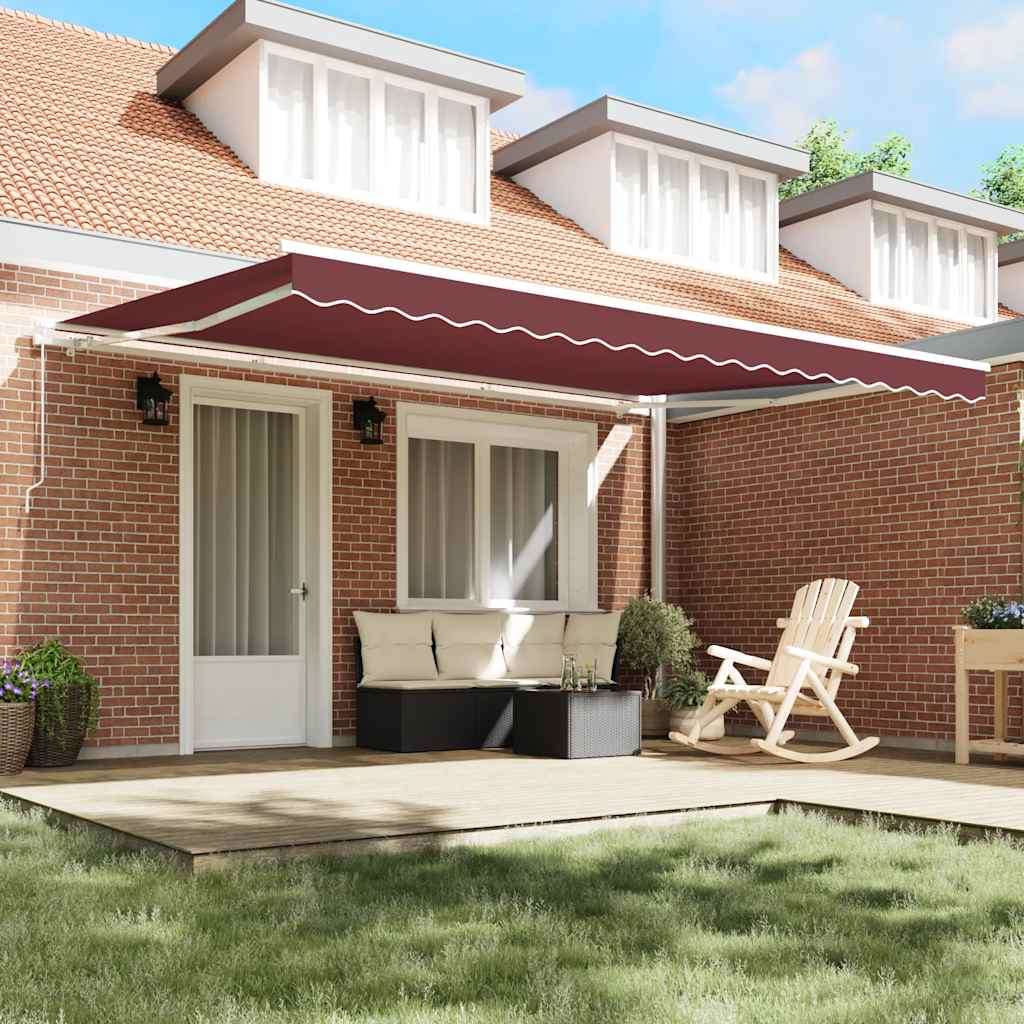 vidaXL Manual Retractable Awning Burgundy 450x300 cm