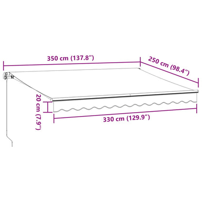 vidaXL Manual Retractable Awning Burgundy 350x250 cm
