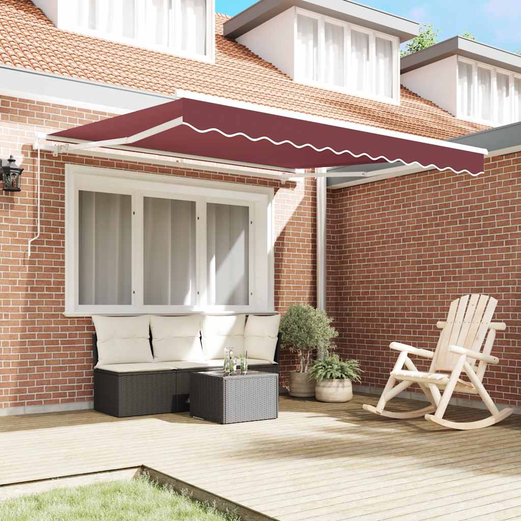 vidaXL Manual Retractable Awning Burgundy 300x250 cm