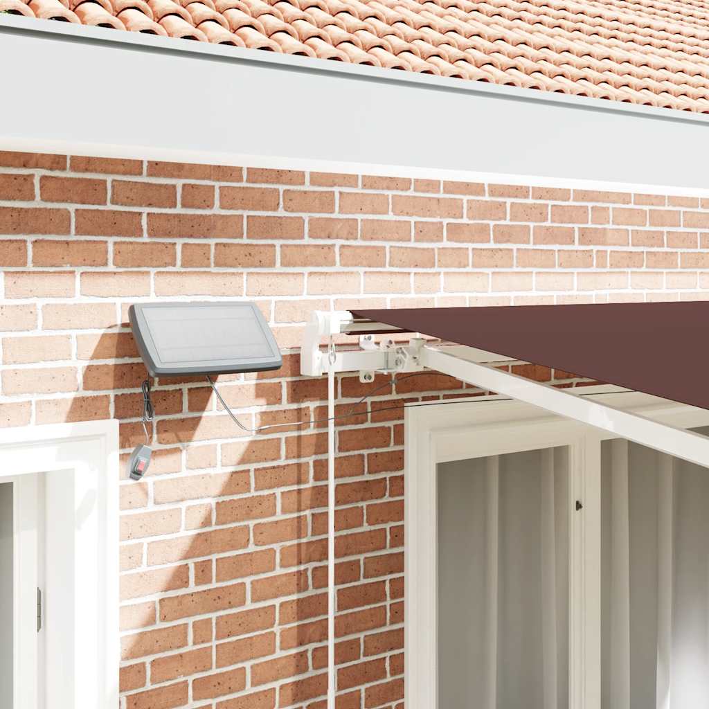 vidaXL Manual Retractable Awning with LED Brown 300x250 cm