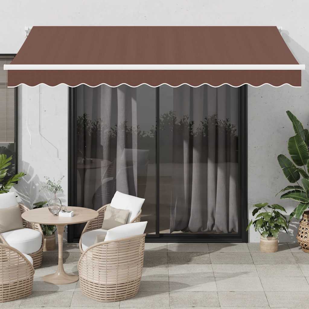 vidaXL Manual Retractable Awning with LED Brown 350x250 cm