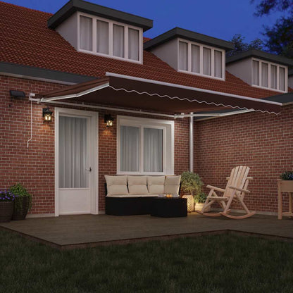 vidaXL Manual Retractable Awning with LED Brown 400x300 cm