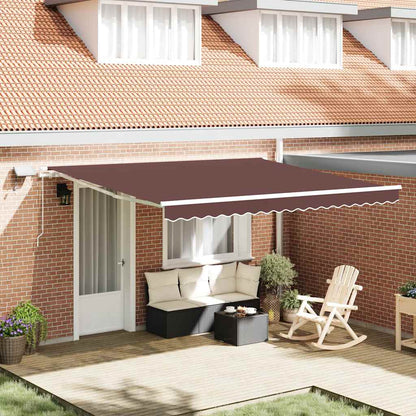 vidaXL Manual Retractable Awning with LED Brown 400x300 cm