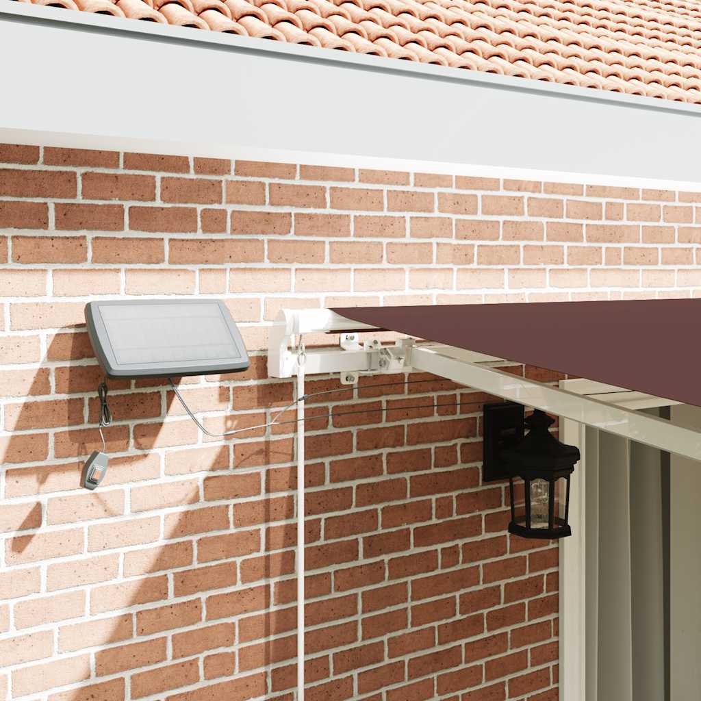 vidaXL Manual Retractable Awning with LED Brown 450x300 cm