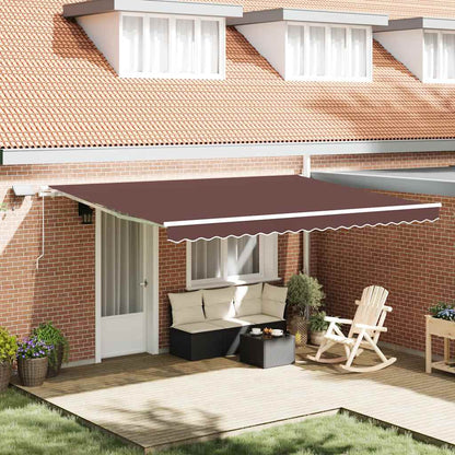 vidaXL Manual Retractable Awning with LED Brown 450x300 cm