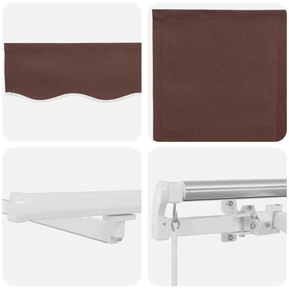 vidaXL Manual Retractable Awning with LED Brown 500x300 cm