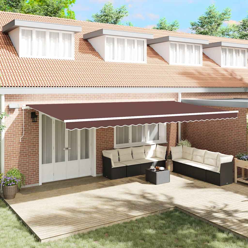 vidaXL Manual Retractable Awning with LED Brown 600x300 cm