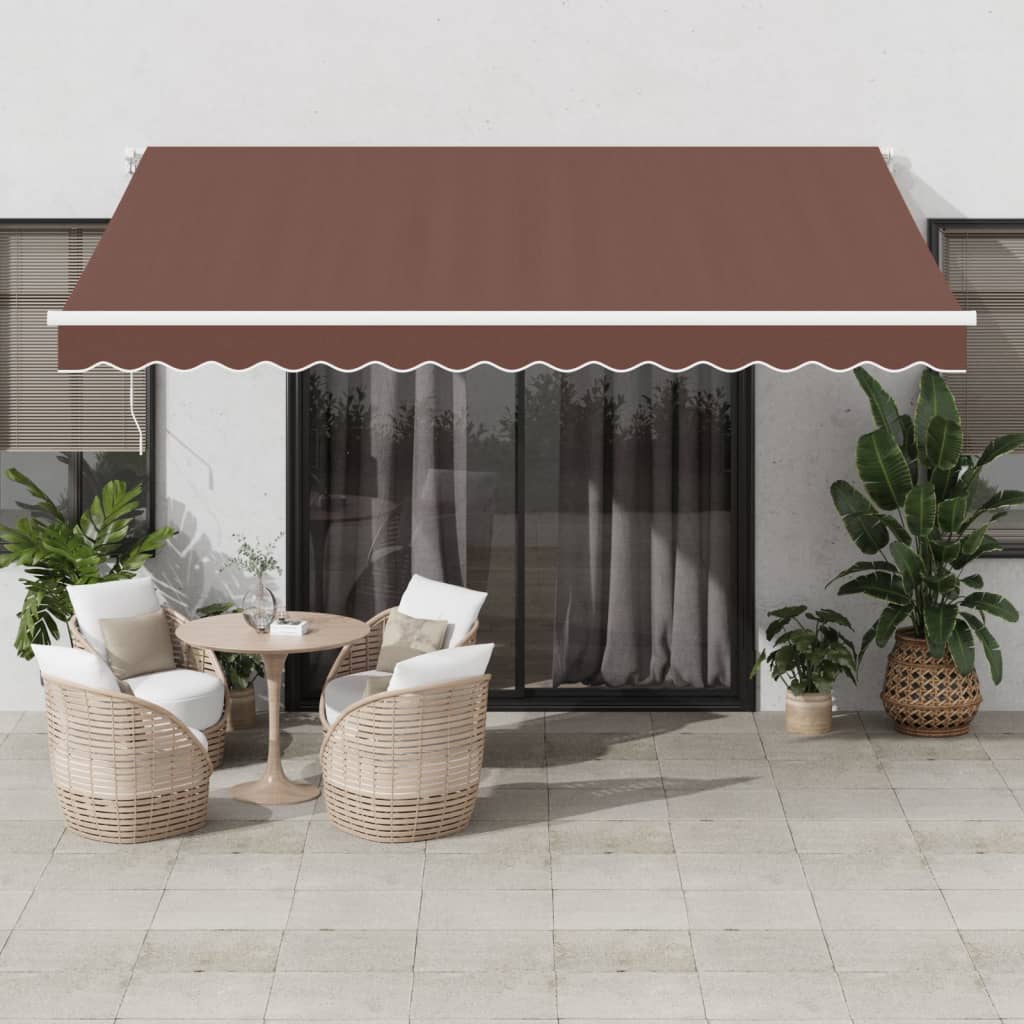 vidaXL Manual Retractable Awning Brown 400x350 cm