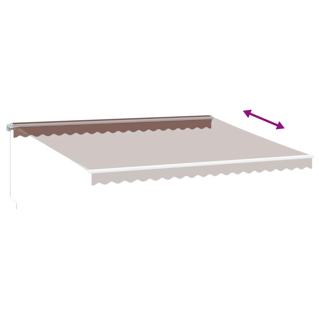 vidaXL Manual Retractable Awning with LED Brown 450x350 cm