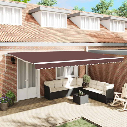 vidaXL Manual Retractable Awning Brown 500x300 cm