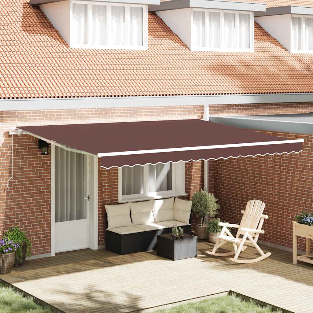 vidaXL Manual Retractable Awning Brown 450x300 cm