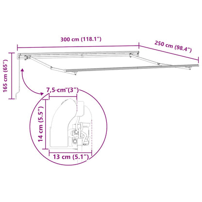 vidaXL Manual Retractable Awning Brown 300x250 cm