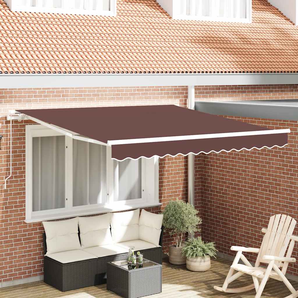 vidaXL Manual Retractable Awning Brown 300x250 cm