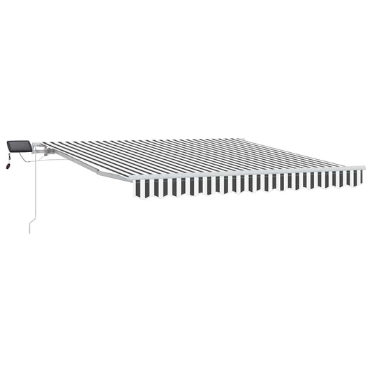 vidaXL Manual Retractable Awning with LED Anthracite&White 300x250 cm