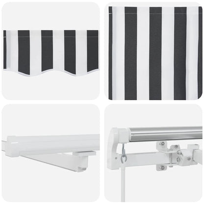 vidaXL Manual Retractable Awning with LED Anthracite&White 300x250 cm