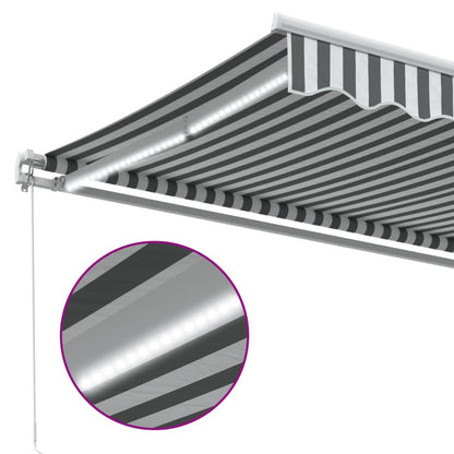 vidaXL Manual Retractable Awning With LED Anthracite&White 350x250 cm