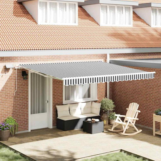 vidaXL Manual Retractable Awning with LED Anthracite&White 400x300 cm