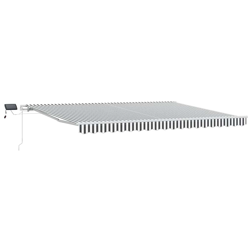 vidaXL Manual Retractable Awning with LED Anthracite&White 450x300 cm