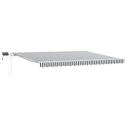 vidaXL Manual Retractable Awning with LED Anthracite&White 450x300 cm