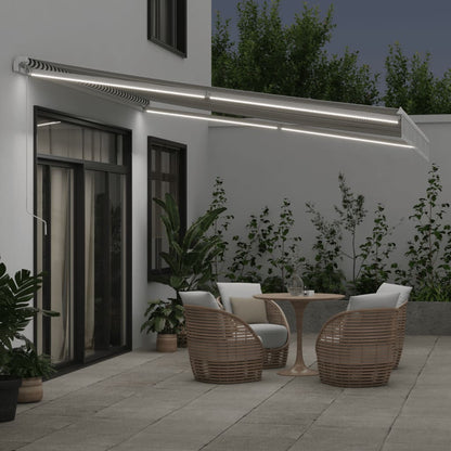 vidaXL Manual Retractable Awning with LED Anthracite&White 400x350 cm
