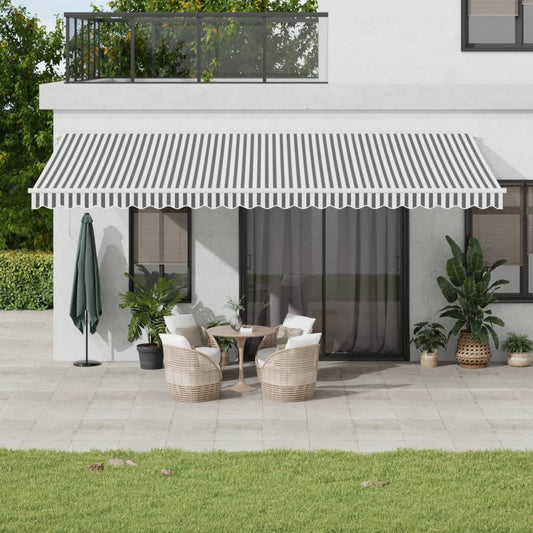 vidaXL Manual Retractable Awning with LED Anthracite&White 600x350 cm