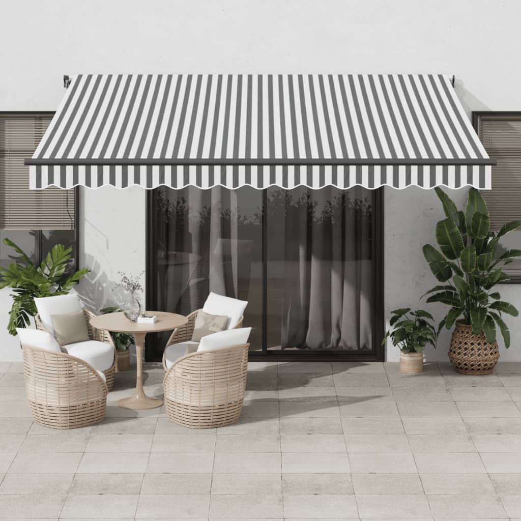 vidaXL Manual Retractable Awning with LEDs Anthracite&White 400x350 cm