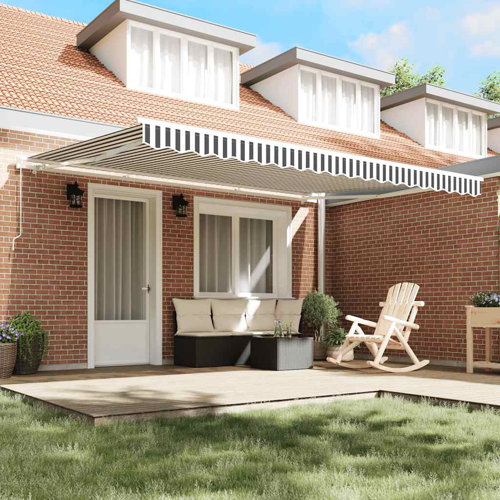 vidaXL Manual Retractable Awning Anthracite&White 450x300 cm