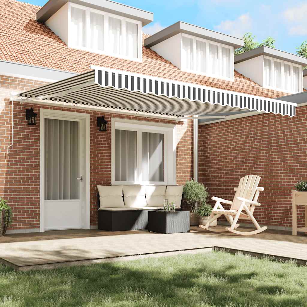 vidaXL Manual Retractable Awning Anthracite&White 400x300 cm