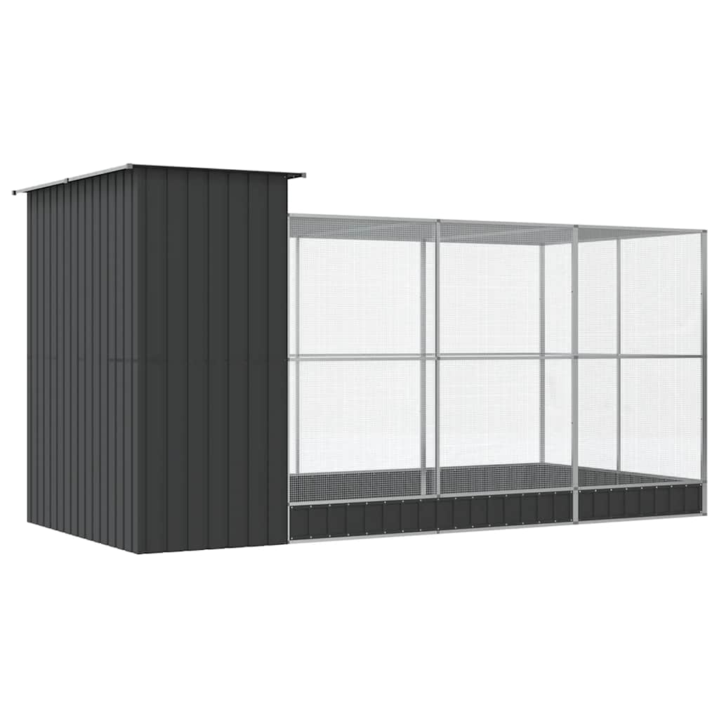 vidaXL Aviary with Extension Silver 416x203x216 cm Steel