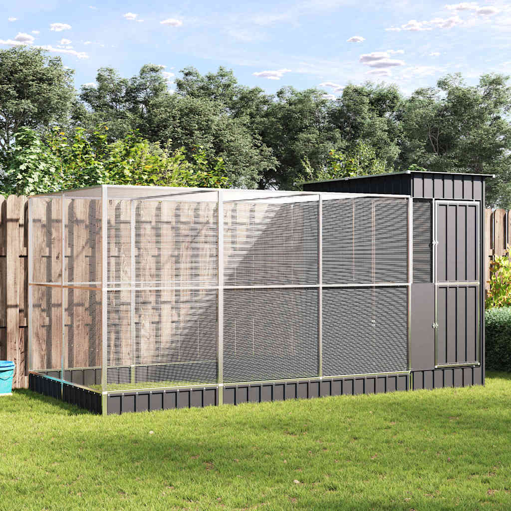 vidaXL Aviary with Extension Silver 416x203x216 cm Steel