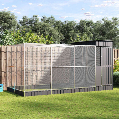 vidaXL Aviary with Extension Silver 416x203x216 cm Steel
