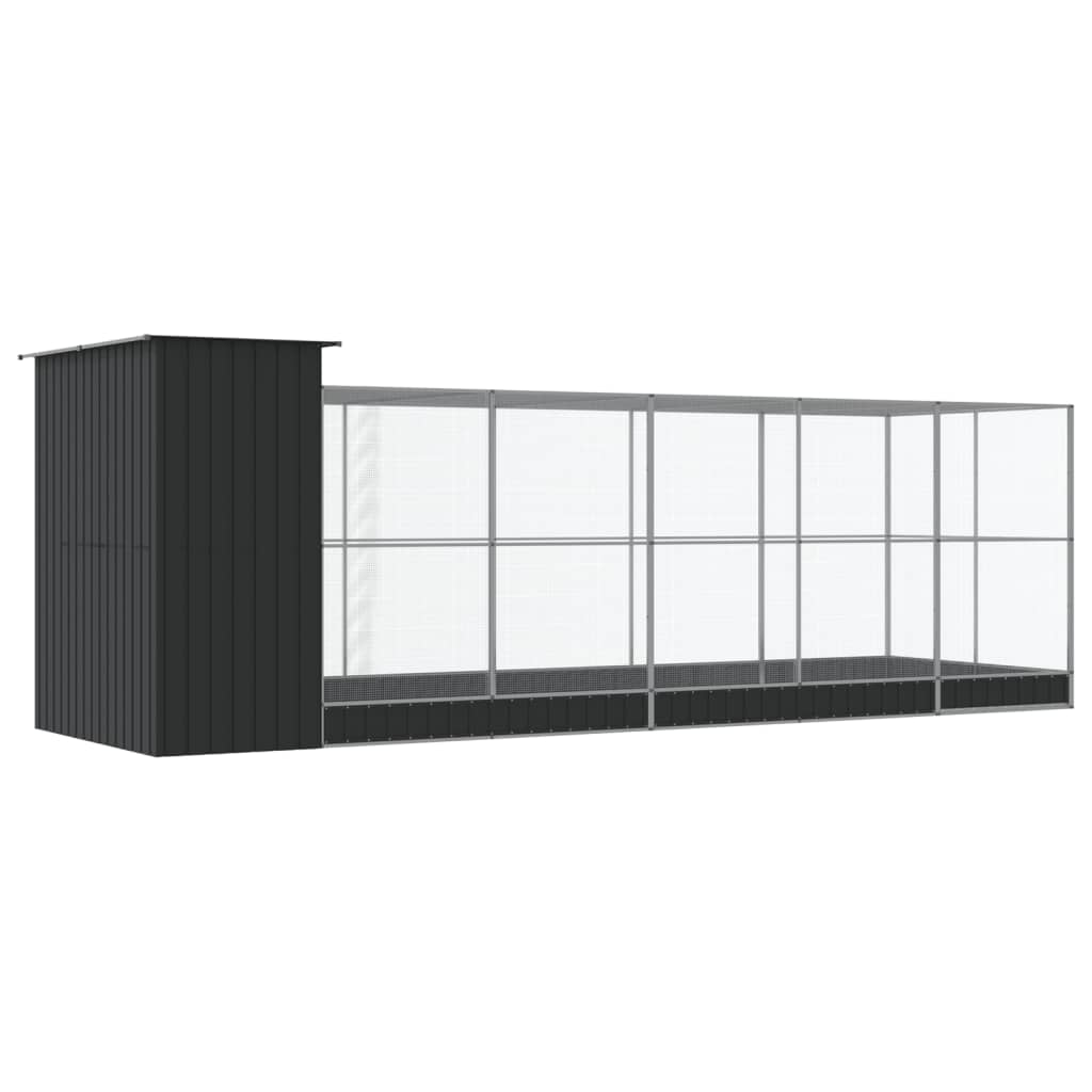 vidaXL Aviary with Extension Silver 623x203x216 cm Steel