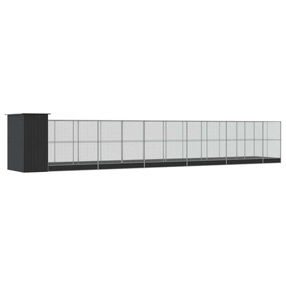 vidaXL Aviary with Extension Silver 1244x203x216 cm Steel