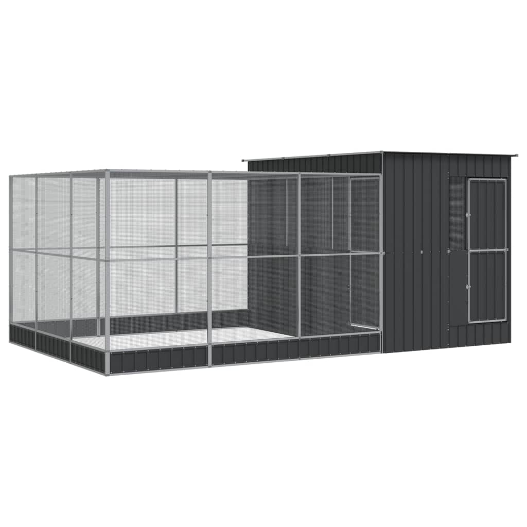 vidaXL Aviary with Extension Silver 497x303x216 cm Steel