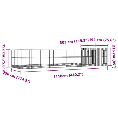 vidaXL Aviary with Extension Silver 1118x303x216 cm Steel