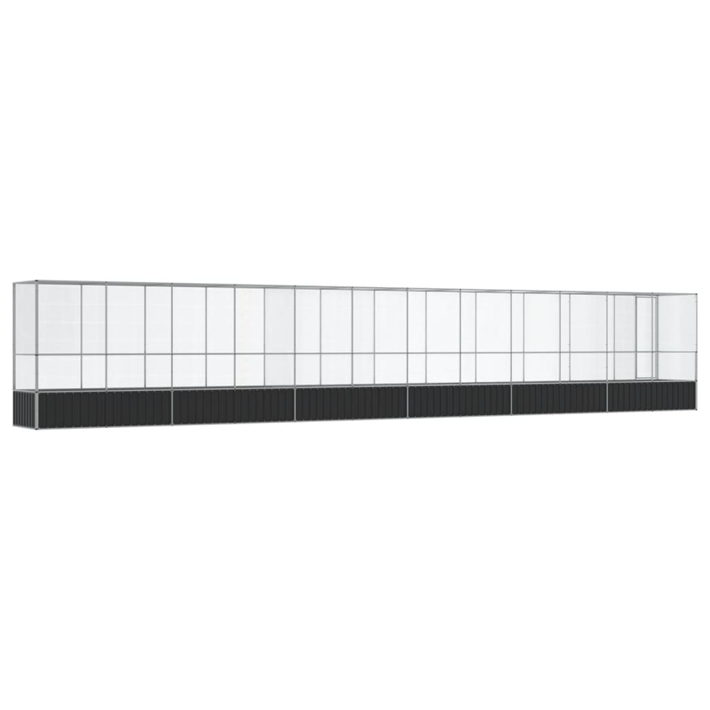 vidaXL Aviary with Extension Silver 1250.5x107x212 cm Steel